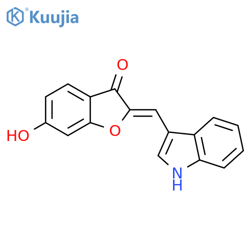 (2Z)-6-hydroxy-2-[(1H-indol-3-yl)methylidene]-2,3-dihydro-1-benzofuran-3-one structure