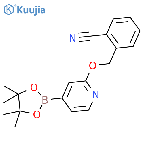 2-(((4-(4,4,5,5-Tetramethyl-1,3,2-dioxaborolan-2-yl)pyridin-2-yl)oxy)methyl)benzonitrile structure