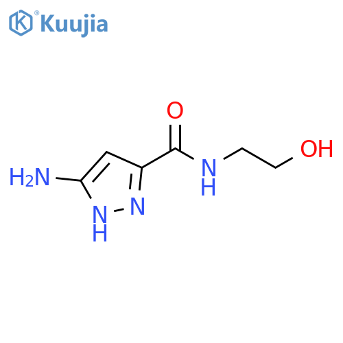 3-amino-N-(2-hydroxyethyl)-1H-pyrazole-5-carboxamide structure