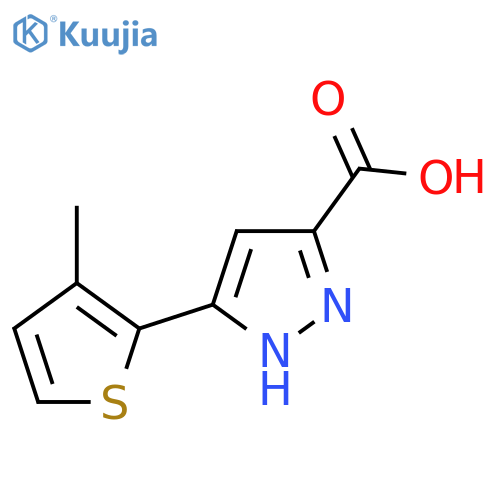 5-(3-methylthiophen-2-yl)-1H-pyrazole-3-carboxylic acid structure