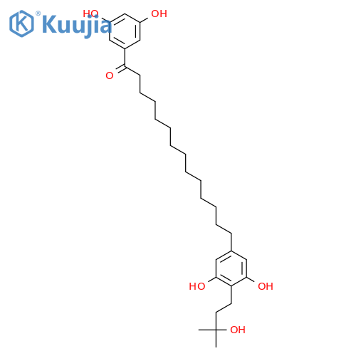 14-[3,5-dihydroxy-4-(3-hydroxy-3-methylbutyl)phenyl]-1-(3,5-dihydroxyphenyl)tetradecan-1-one structure