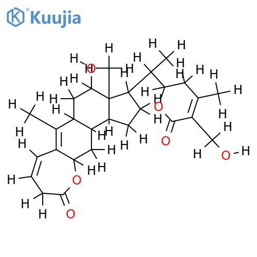 (12beta,6beta,22R)-1,10-seco-6,12,27-trihydroxy-26-oxowitha-3,5,24-trienolid-1-oic acid epsilon-lactone structure