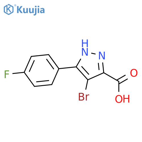 4-bromo-3-(4-fluorophenyl)-1H-pyrazole-5-carboxylic acid structure