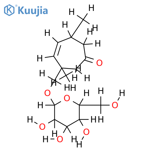 (Z)-3,6-dimethyl-3-(beta-D-glucosylmethyl)cyclohept-4-enone structure