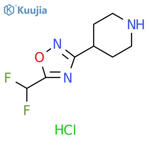 4-5-(difluoromethyl)-1,2,4-oxadiazol-3-ylpiperidine hydrochloride structure