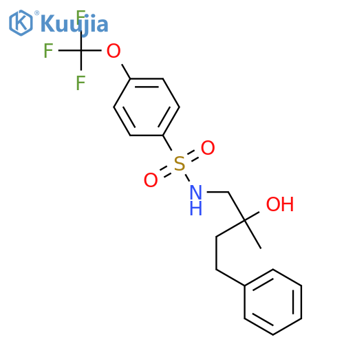 N-(2-hydroxy-2-methyl-4-phenylbutyl)-4-(trifluoromethoxy)benzene-1-sulfonamide structure