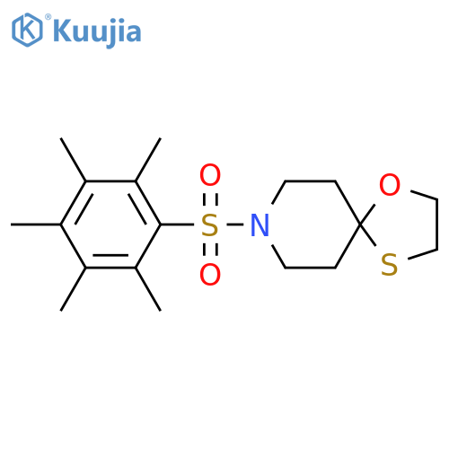 8-(2,3,4,5,6-pentamethylbenzenesulfonyl)-1-oxa-4-thia-8-azaspiro4.5decane structure