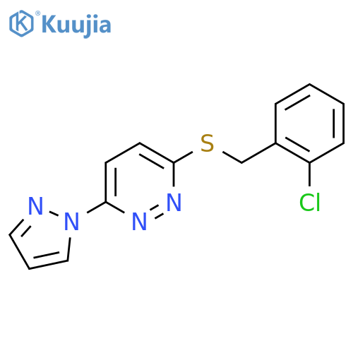 3-{(2-chlorophenyl)methylsulfanyl}-6-(1H-pyrazol-1-yl)pyridazine structure