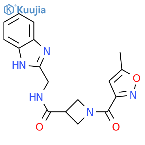 N-(1H-1,3-benzodiazol-2-yl)methyl-1-(5-methyl-1,2-oxazole-3-carbonyl)azetidine-3-carboxamide structure