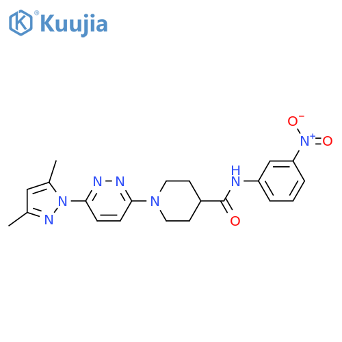 1-6-(3,5-dimethyl-1H-pyrazol-1-yl)pyridazin-3-yl-N-(3-nitrophenyl)piperidine-4-carboxamide structure