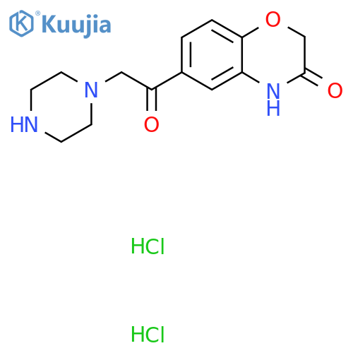 6-[2-(piperazin-1-yl)acetyl]-3,4-dihydro-2H-1,4-benzoxazin-3-one dihydrochloride structure