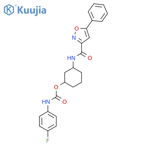 3-(5-phenyl-1,2-oxazole-3-amido)cyclohexyl N-(4-fluorophenyl)carbamate structure