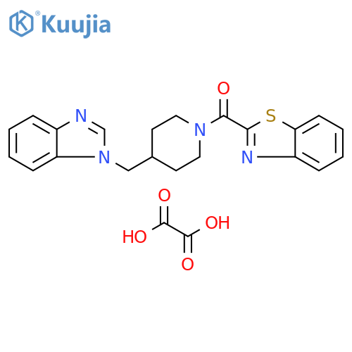 2-{4-[(1H-1,3-benzodiazol-1-yl)methyl]piperidine-1-carbonyl}-1,3-benzothiazole; oxalic acid structure