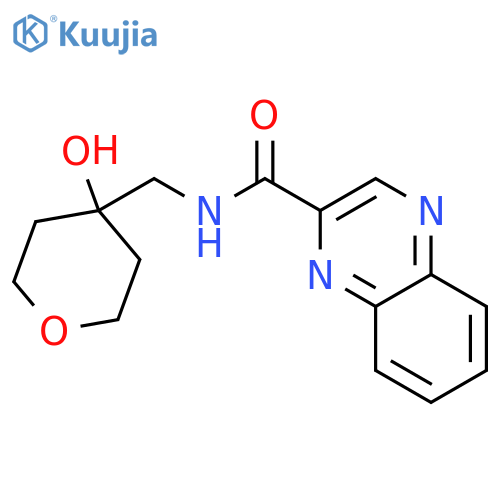N-(4-hydroxyoxan-4-yl)methylquinoxaline-2-carboxamide structure