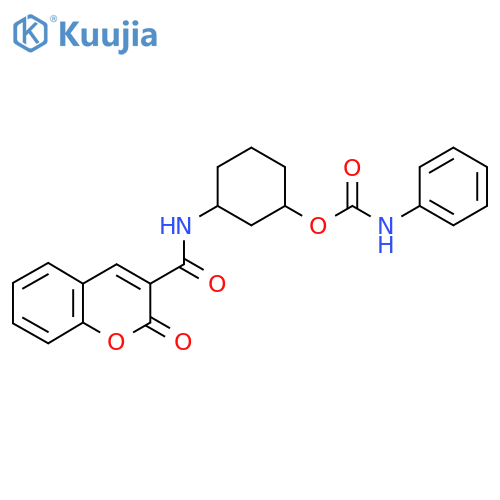 3-(2-oxo-2H-chromene-3-amido)cyclohexyl N-phenylcarbamate structure