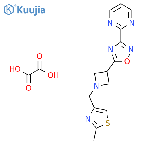2-(5-{1-(2-methyl-1,3-thiazol-4-yl)methylazetidin-3-yl}-1,2,4-oxadiazol-3-yl)pyrimidine; oxalic acid structure