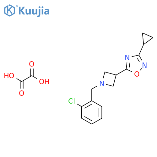 5-{1-(2-chlorophenyl)methylazetidin-3-yl}-3-cyclopropyl-1,2,4-oxadiazole; oxalic acid structure