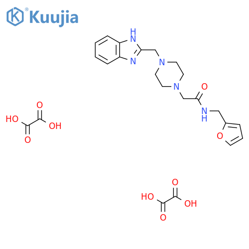2-{4-(1H-1,3-benzodiazol-2-yl)methylpiperazin-1-yl}-N-(furan-2-yl)methylacetamide; bis(oxalic acid) structure