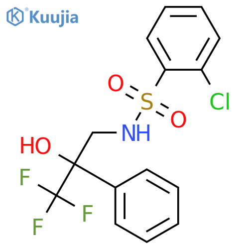 2-chloro-N-(3,3,3-trifluoro-2-hydroxy-2-phenylpropyl)benzene-1-sulfonamide structure