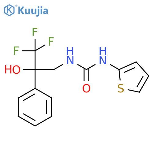 3-(thiophen-2-yl)-1-(3,3,3-trifluoro-2-hydroxy-2-phenylpropyl)urea structure