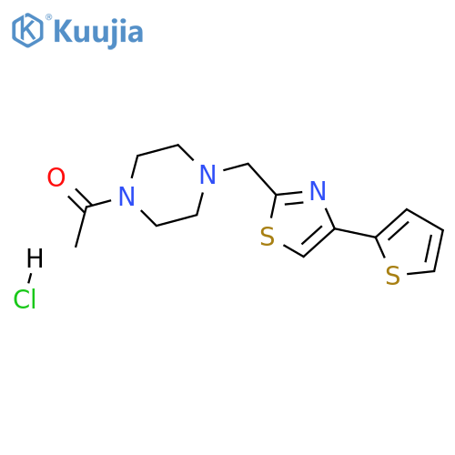 1-(4-{4-(thiophen-2-yl)-1,3-thiazol-2-ylmethyl}piperazin-1-yl)ethan-1-one hydrochloride structure