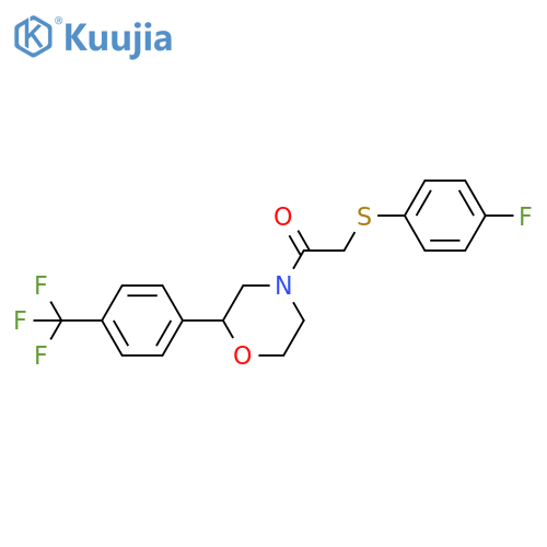 2-(4-fluorophenyl)sulfanyl-1-{2-4-(trifluoromethyl)phenylmorpholin-4-yl}ethan-1-one structure