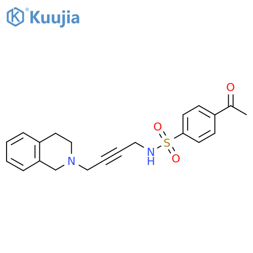 4-acetyl-N-4-(1,2,3,4-tetrahydroisoquinolin-2-yl)but-2-yn-1-ylbenzene-1-sulfonamide structure