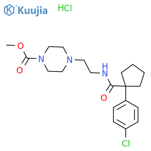 methyl 4-(2-{1-(4-chlorophenyl)cyclopentylformamido}ethyl)piperazine-1-carboxylate hydrochloride structure