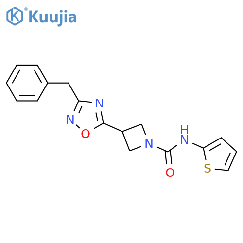 3-(3-benzyl-1,2,4-oxadiazol-5-yl)-N-(thiophen-2-yl)azetidine-1-carboxamide structure