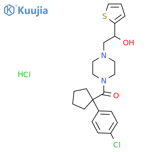 2-{4-1-(4-chlorophenyl)cyclopentanecarbonylpiperazin-1-yl}-1-(thiophen-2-yl)ethan-1-ol hydrochloride structure