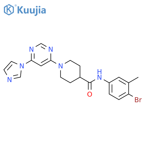 N-(4-bromo-3-methylphenyl)-1-6-(1H-imidazol-1-yl)pyrimidin-4-ylpiperidine-4-carboxamide structure