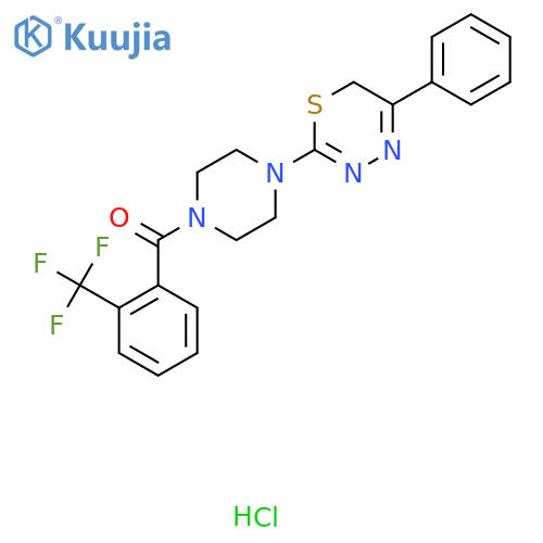 5-phenyl-2-{4-[2-(trifluoromethyl)benzoyl]piperazin-1-yl}-6H-1,3,4-thiadiazine hydrochloride structure