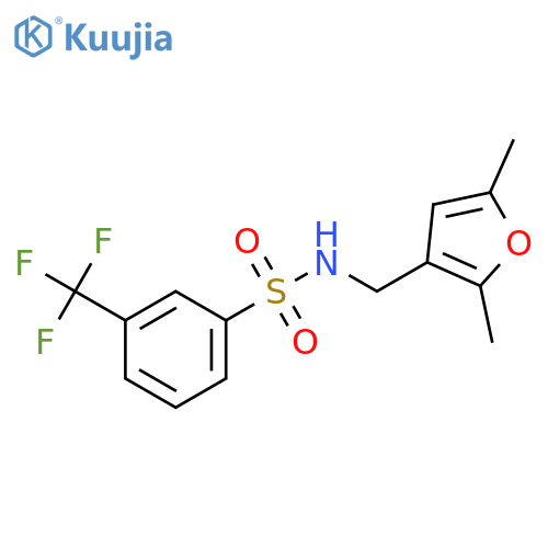 N-(2,5-dimethylfuran-3-yl)methyl-3-(trifluoromethyl)benzene-1-sulfonamide structure