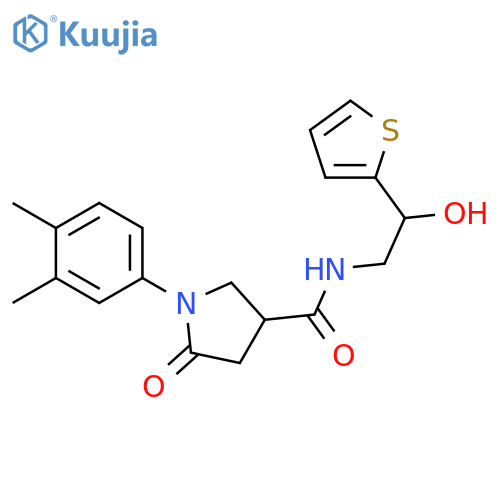 1-(3,4-dimethylphenyl)-N-2-hydroxy-2-(thiophen-2-yl)ethyl-5-oxopyrrolidine-3-carboxamide structure