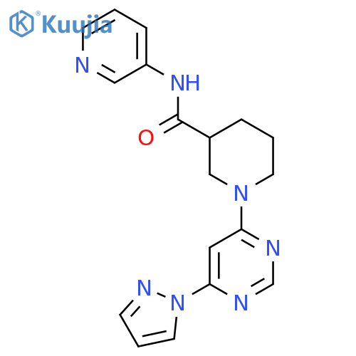 1-6-(1H-pyrazol-1-yl)pyrimidin-4-yl-N-(pyridin-3-yl)piperidine-3-carboxamide structure