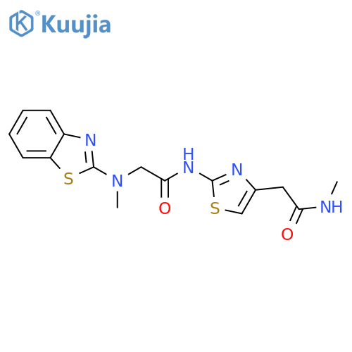 2-(2-{2-(1,3-benzothiazol-2-yl)(methyl)aminoacetamido}-1,3-thiazol-4-yl)-N-methylacetamide structure