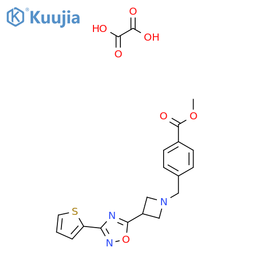 methyl 4-({3-3-(thiophen-2-yl)-1,2,4-oxadiazol-5-ylazetidin-1-yl}methyl)benzoate; oxalic acid structure