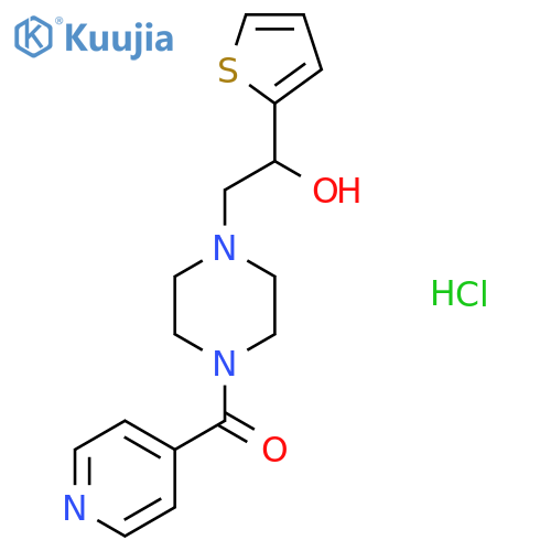 2-4-(pyridine-4-carbonyl)piperazin-1-yl-1-(thiophen-2-yl)ethan-1-ol hydrochloride structure