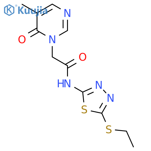 N-5-(ethylsulfanyl)-1,3,4-thiadiazol-2-yl-2-(5-methyl-6-oxo-1,6-dihydropyrimidin-1-yl)acetamide structure