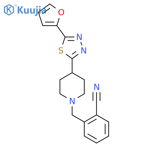 2-({4-5-(furan-2-yl)-1,3,4-thiadiazol-2-ylpiperidin-1-yl}methyl)benzonitrile structure