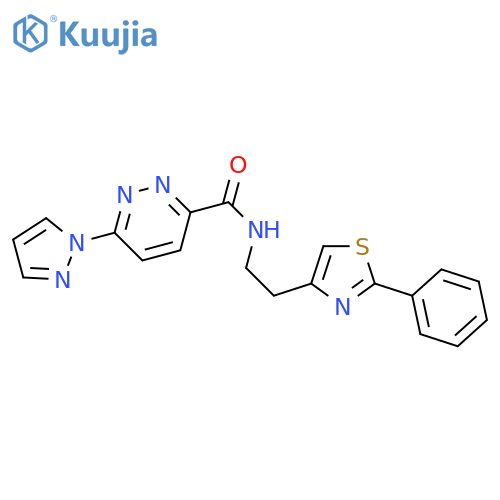 N-2-(2-phenyl-1,3-thiazol-4-yl)ethyl-6-(1H-pyrazol-1-yl)pyridazine-3-carboxamide structure