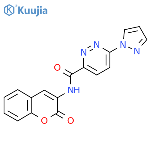 N-(2-oxo-2H-chromen-3-yl)-6-(1H-pyrazol-1-yl)pyridazine-3-carboxamide structure
