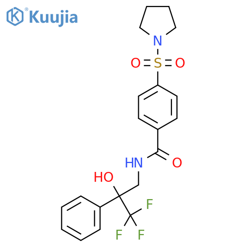 4-(pyrrolidine-1-sulfonyl)-N-(3,3,3-trifluoro-2-hydroxy-2-phenylpropyl)benzamide structure