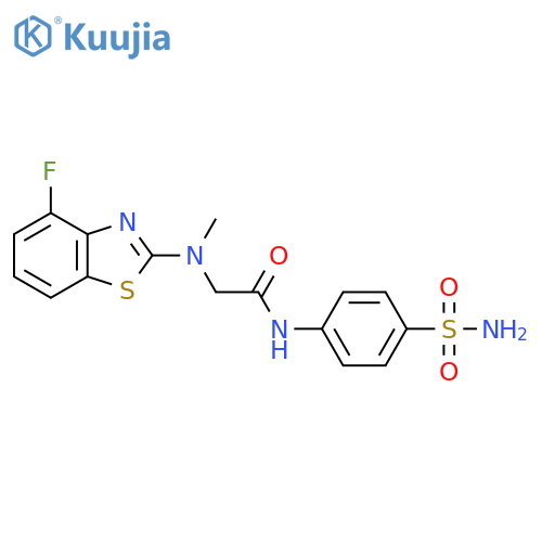 2-(4-fluoro-1,3-benzothiazol-2-yl)(methyl)amino-N-(4-sulfamoylphenyl)acetamide structure