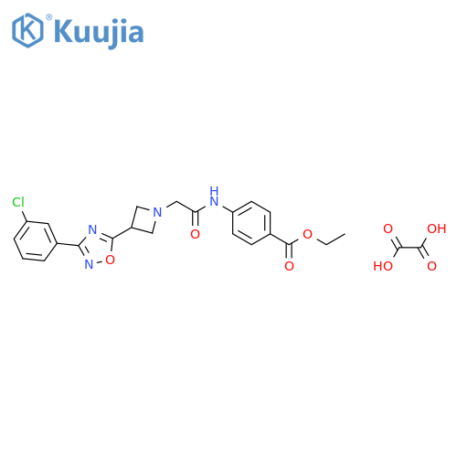 ethyl 4-(2-{3-3-(3-chlorophenyl)-1,2,4-oxadiazol-5-ylazetidin-1-yl}acetamido)benzoate; oxalic acid structure