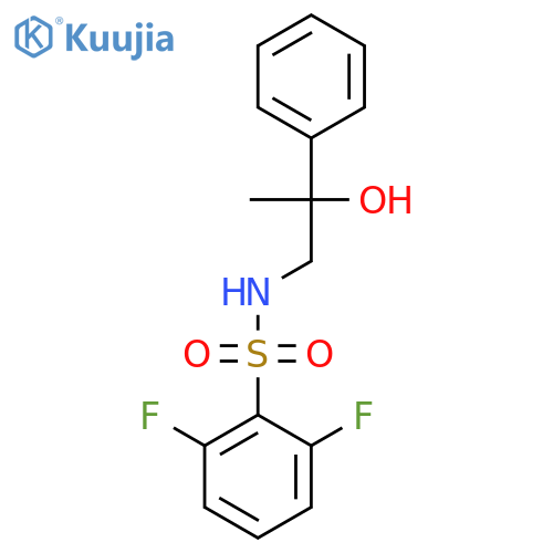 2,6-difluoro-N-(2-hydroxy-2-phenylpropyl)benzene-1-sulfonamide structure