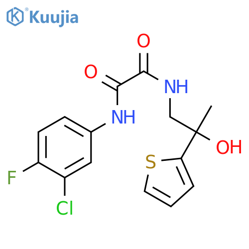 N'-(3-chloro-4-fluorophenyl)-N-2-hydroxy-2-(thiophen-2-yl)propylethanediamide structure