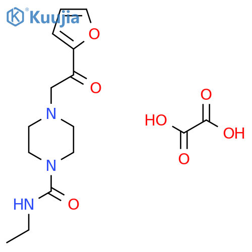 N-ethyl-4-(2-(furan-2-yl)-2-oxoethyl)piperazine-1-carboxamide oxalate structure