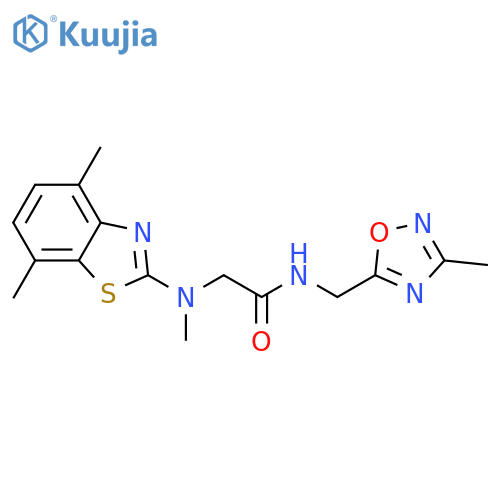 2-(4,7-dimethyl-1,3-benzothiazol-2-yl)(methyl)amino-N-(3-methyl-1,2,4-oxadiazol-5-yl)methylacetamide structure