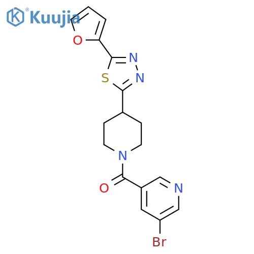 3-bromo-5-{4-5-(furan-2-yl)-1,3,4-thiadiazol-2-ylpiperidine-1-carbonyl}pyridine structure